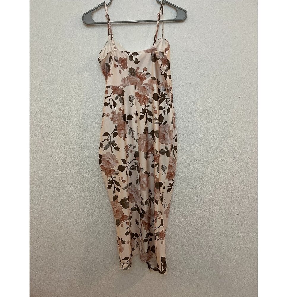 Lovely Floral Strap Dress (natural cream, brown, rose pink) soft (NEW & UNWORN)
